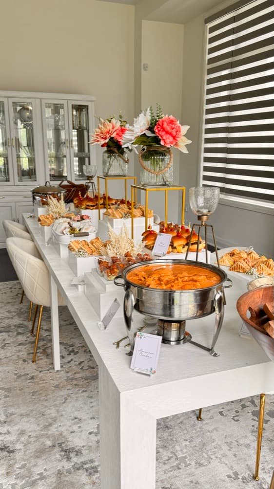 Bridal shower catering setup